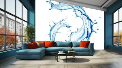 water splash or blue Liquid isolated on white background Wall mural