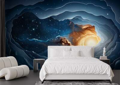 A space scene with a large hole in the middle Wall mural