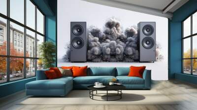 Two speakers that are surrounded by a cloud of smoke Wall mural