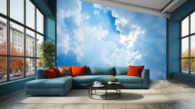 Sunbeam Shine through the cloud on the blue sky Wall mural