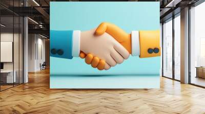 Clean and minimal corporate handshake 3d illustration in a professional business environment Wall mural