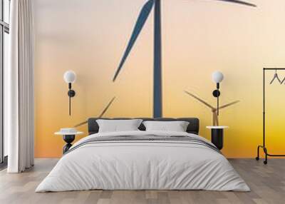 Renewable energy concept with solar panels and wind turbines for sustainable environment and innovation Wall mural