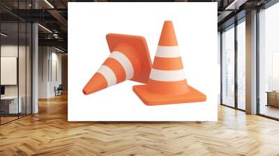 3d orange traffic cone construction improvement zone Wall mural