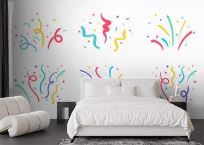 Confetti vector. colorful rolls of paper Confetti floating from the birthday party fireworks Wall mural