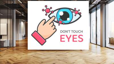 Don't touch face. Hand stones that point to the face, eyes, nose, mouth, channels to carry the corona virus into the body. Wall mural