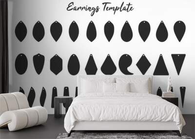 Earring shape template Black shadow of earrings with circular hoops for cut out handmade earrings. Wall mural