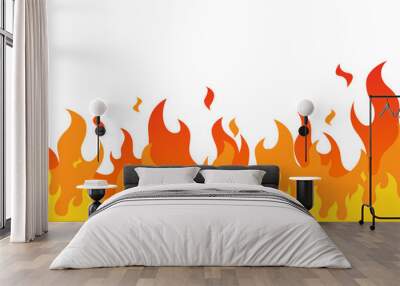 Fire flame flat cartoon style. vector illustration.Print Wall mural