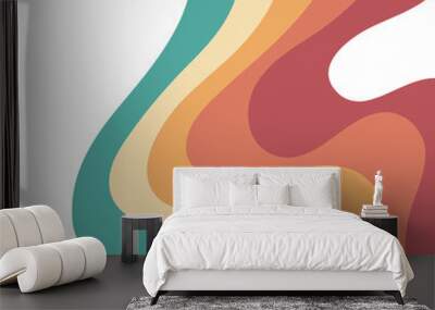 Groovy Style. Retro Style Rainbow Wave Stripes Background. Wall mural