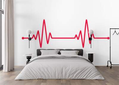 Heartbeat graph vector set Concept of helping patients and exercising for health. Wall mural