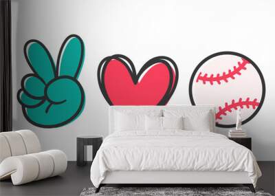 peace love sport. Sports ball design for the lovers of sports for health. Wall mural