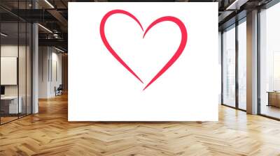 Red heart shaped hand drawn line drawing For adorning the love of a young couple. Wall mural