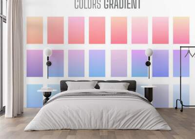 Set of pastel gradient colourful backgrounds. Modern display themes. Template design for mobile app. Wall mural