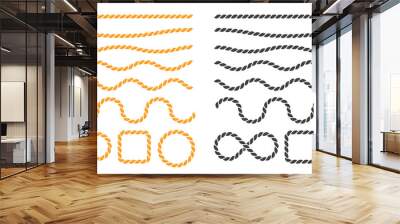 Swaying black nautical rope border vector For round text frames. Wall mural