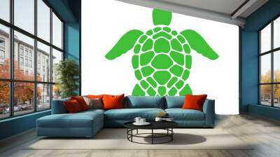 Swimming sea turtle text box vector Leave space for text. Isolated on white background Wall mural