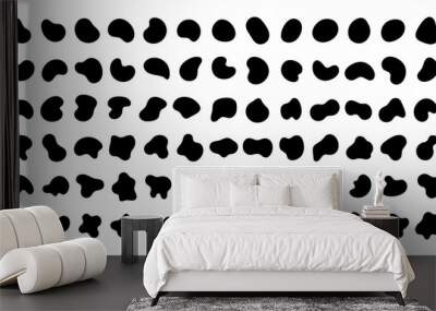 Vector liquid shadows random shapes. Black cube drops simple shapes. Wall mural