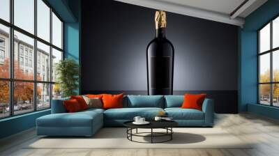 bottle of champagne without label isolated on black background No.54 Wall mural