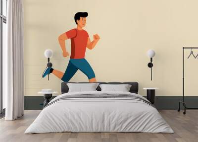 Clipart style of a man jogging to the right Wall mural