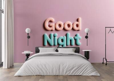 Vector illustration of wish good night on purple pastel colored 3D Wall mural