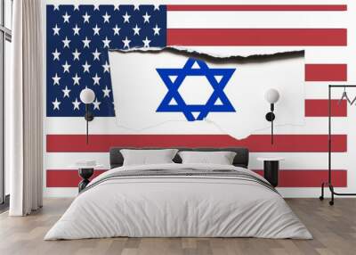 Israeli flag included in each American flag  Wall mural