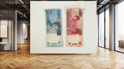 indonesia fifty thousand and one hundred thousand rupiah currency on white background Wall mural