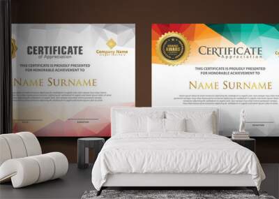 Set certificate template with dynamic and futuristic polygonal color and modern background. Wall mural