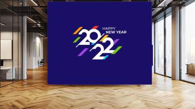 Celebrate Happy New Year 2022 Greeting banner logo illustration, Colorful 2022 new year vector Wall mural