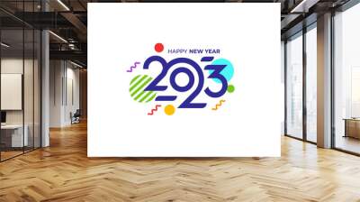 Celebrate Happy New Year 2023 Greeting banner logo illustration, Creative and Colorful 2023 new year vector Wall mural