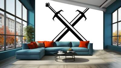 illustration of crossed swords vector icon isolated on white background Wall mural