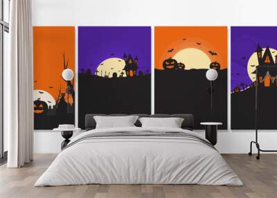 set of halloween poster template with copy space for text on white background suitable for halloween event invitation or greeting Wall mural