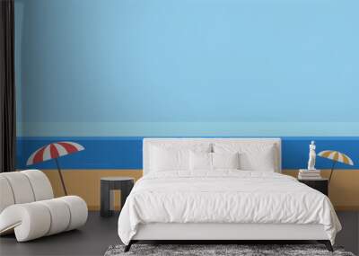 simple summer beach landscape illustration Wall mural