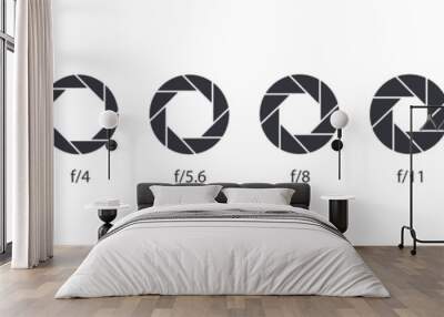 Aperture icon set. Camera lens diaphragm. Camera shutter icons. Wall mural