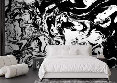 Black and white abstract background. Liquid marble pattern. Monochrome texture Wall mural