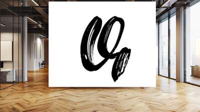 Letter Q. Handwritten by dry brush. Rough strokes font. Vector illustration. Grunge style alphabet Wall mural