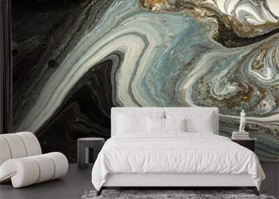 Marble abstract acrylic background. Marbling artwork texture. Agate ripple pattern. Gold powder. Wall mural