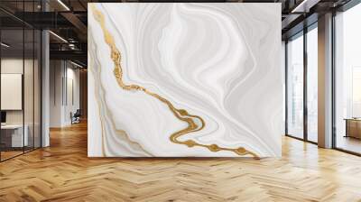 White and gray marble gold veined texture. Light agate ripple background. Wall mural