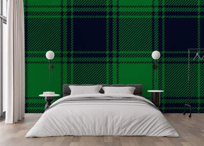 Seamless buffalo plaid pattern in green and black. All over fabric repeat.  Wall mural