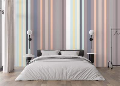 Seamless stripes pattern in pastel blue, yellow, pink, gray and brownish purple.  Wall mural