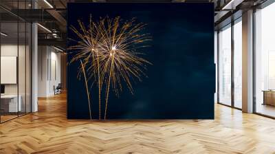 Orange Fireworks Blue Background Wall mural