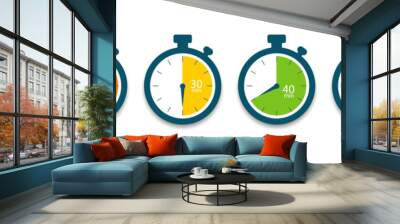 Set of timer. Stopwatch icons. Countdown 10.20,30,40,50,60 minutes. Vector Wall mural