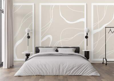 Set posters with abstract shapes and line in nude colors Wall mural