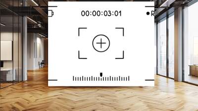 Camera viewfinder interface in doodle sketch style. Video frame, recording screen, digital display, photo camera border. Hand drawn vector illustration isolated on white background Wall mural