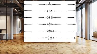 Text dividers doodle set. Wedding decorative elements, ornament, borders, lines. Hand drawn vector illustration isolated on white background Wall mural