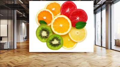 fruit slices transparent background Wall mural