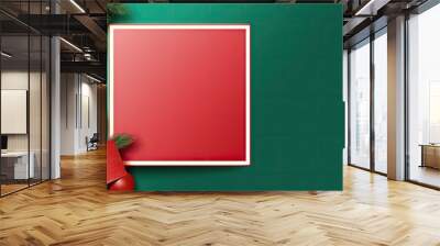 red and green Chrismas frame with space for text Wall mural