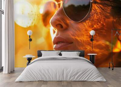 the sun is burning. hot temperature. global warming. summer heat.  Wall mural