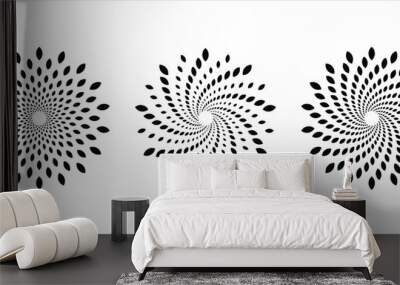 illustration of a circle pattern black and white background Wall mural