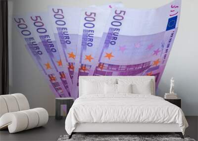 500 euro banknotes in hand, euro banknotes closeup Wall mural