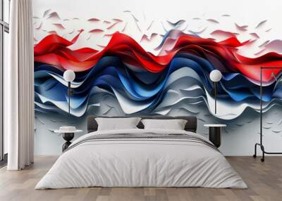 Minimalist 3d abstract red and blue design on white background, asymmetrical layout, Olympic sport games  theme Wall mural