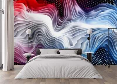 Minimalist abstract banner with white, red, and blue illustration style background Wall mural