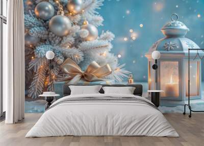 Festive greeting card, Christmas theme, happy New Year Wall mural